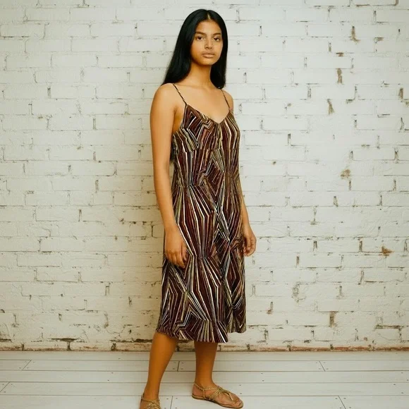 Vintage Boho Brown and Cream High Low Dress - Picture 6 of 6
